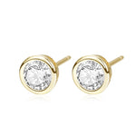 Load image into Gallery viewer, Round Zircon Stud Earrings - Gold Plated