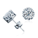 Load image into Gallery viewer, Karat Crown-Shaped Zircon Stud Earrings - Silver Plated