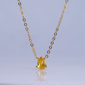 Citrine Pendant Necklace for Women โ Yellow Citrine Teardrop, 925 Sterling Silver