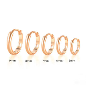 Rose Gold Huggie Earrings for Women — 925 Sterling Silver, Rose Gold Plated, Hypoallergenic