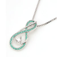 May Birthstone Necklace for Women — Emerald Green Infinity Pendant, 925 Sterling Silver