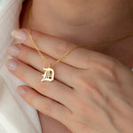 Load image into Gallery viewer, Custom Gothic Initial Necklace - 18K Gold Plated