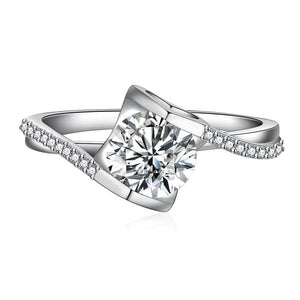 Round CZ Engagement Ring for Women — 925 Sterling Silver, Brilliant Cut Cubic Zirconia