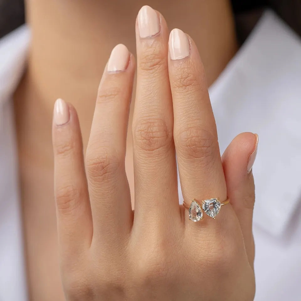 Sterling Silver Gilded Heart Ring – Adjustable | Ajluxe – AJLuxe