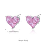 Load image into Gallery viewer, White Gold Pink Heart Earrings