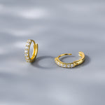 Load image into Gallery viewer, Sterling Silver 18K Gold-Plated CZ Micro Pave Huggie Hoop Earrings