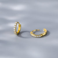 Micro Pave Huggie Hoop Earrings for Women — 925 Sterling Silver, 18K Gold Plated, CZ