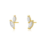 Load image into Gallery viewer, Marquise Cut Cubic Zirconia Geometric Leaf Tiny Stud Earrings - 999 Silver