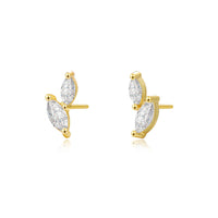 Leaf Stud Earrings for Women — 925 Sterling Silver, Marquise CZ, Hypoallergenic