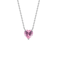 Pink Heart Necklace for Women — Pink CZ Heart Pendant, 925 Sterling Silver