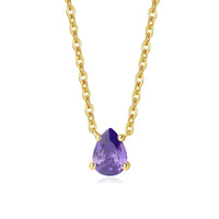 Amethyst Pendant Necklace for Women — Teardrop Amethyst Stone, 925 Sterling Silver