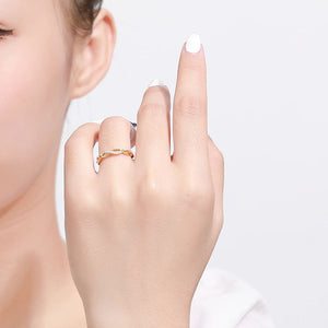 Twisted CZ Ring for Women — 925 Sterling Silver, Gold Plated, Cubic Zirconia, Adjustable
