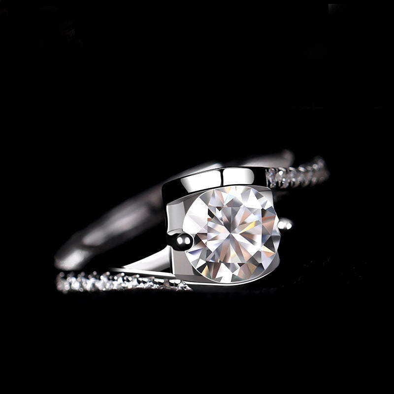 Round Brilliant Cut Zirconia Engagement Rings Jewelry - 925 Sterling Silver