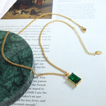 Load image into Gallery viewer, Dainty Gold Plated Emerald Pendant Necklace