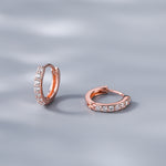 Load image into Gallery viewer, Rose Gold Micro Pave CZ Huggie Hoop Earrings