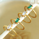 Load image into Gallery viewer, Square Cut Cubic Zirconia Wedding Ring - 18K Gold Plated