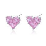 Load image into Gallery viewer, White Gold Pink Heart Earrings