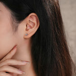 Load image into Gallery viewer, Marquise Cut Cubic Zirconia Geometric Leaf Tiny Stud Earrings - 999 Silver