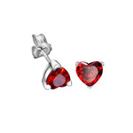 Load image into Gallery viewer, Heart-Shaped Red Zircon Stud Earrings