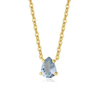 Aquamarine Pendant Necklace for Women โ Teardrop Aquamarine Stone, 925 Sterling Silver