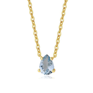Aquamarine Pendant Necklace for Women โ Teardrop Aquamarine Stone, 925 Sterling Silver