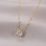 Zircon Birthstone Necklace for Women — 925 Sterling Silver, CZ Stone, Gift-Ready close up