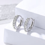 Load image into Gallery viewer, Sterling Silver Micro Pave CZ Huggie Hoop Earrings