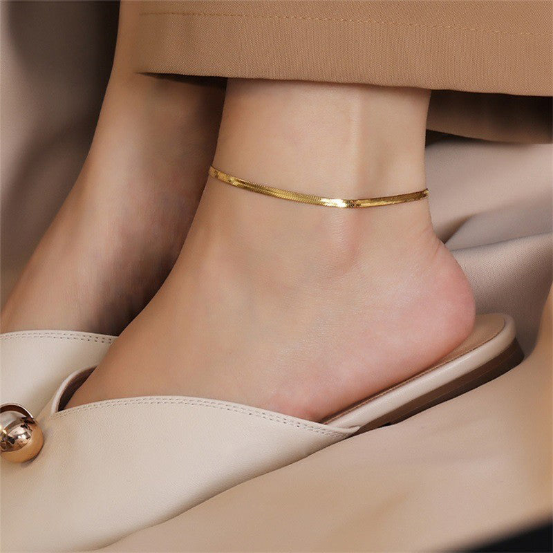 Gold Plated Serpentine Chain Anklet | Beach Jewelry – AJLuxe