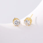 Load image into Gallery viewer, 1 Karat Crown-Shaped Zircon Stud Earrings - Gold Plated