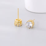 Load image into Gallery viewer, 1 Karat Crown-Shaped Zircon Stud Earrings - Gold Plated