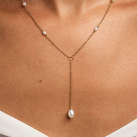Freshwater Pearl Necklace for Women โ 14K Gold Plated Chain, Natural Pearl Pendant
