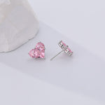 Load image into Gallery viewer, White Gold Pink Heart Earrings