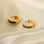 Load image into Gallery viewer, Black C-Shaped Hoop Earrings