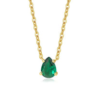 Emerald Pendant Necklace for Women — Green Emerald Teardrop, 925 Sterling Silver