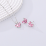 Load image into Gallery viewer, White Gold Pink Heart Earrings