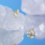 Load image into Gallery viewer, Marquise Cut Cubic Zirconia Geometric Leaf Tiny Stud Earrings - 999 Silver