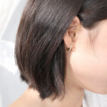 Load image into Gallery viewer, Rose Gold Micro Pave CZ Huggie Hoop Earrings