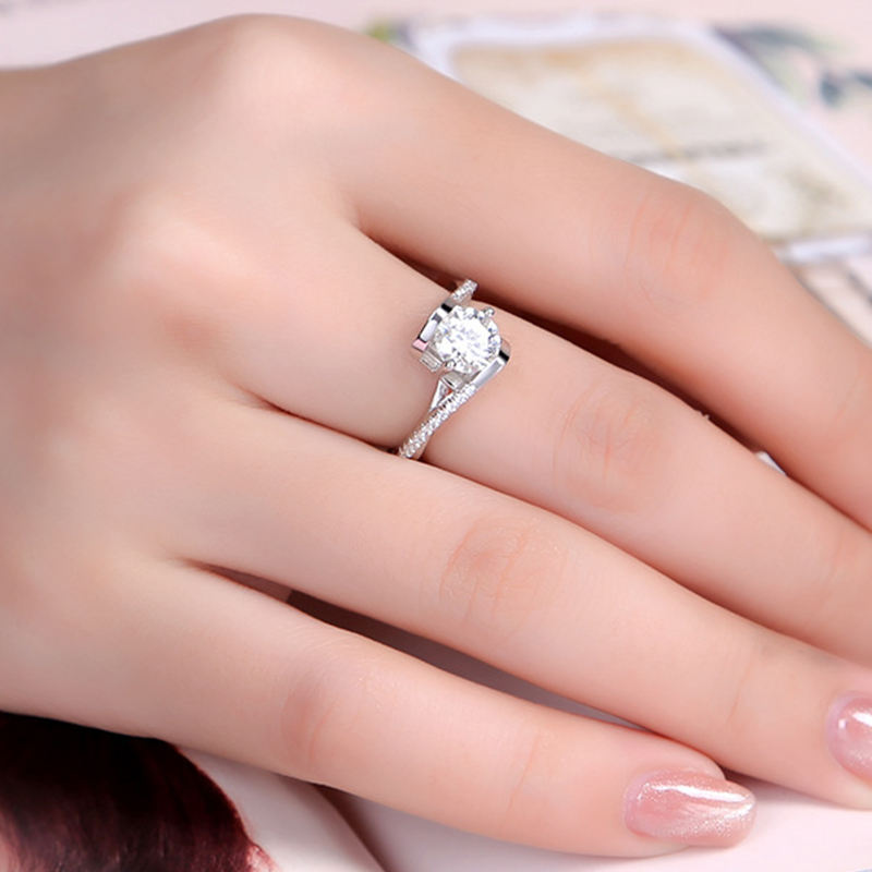 Round Brilliant Cut Zirconia Engagement Rings Jewelry - 925 Sterling Silver