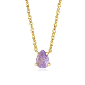 Alexandrite Teardrop Pendant Necklace for Women โ 925 Sterling Silver, Gold Plated