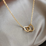 Load image into Gallery viewer, Double Heart Gold Plated Pendant Necklace