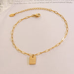 Load image into Gallery viewer, Good Luck Square Pendant Anklet - 18K Gold Plated Jewelry