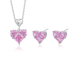 Load image into Gallery viewer, White Gold Pink Heart Earrings