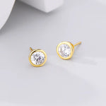 Load image into Gallery viewer, Round Zircon Stud Earrings - Gold Plated