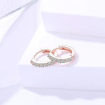 Load image into Gallery viewer, Rose Gold Micro Pave CZ Huggie Hoop Earrings