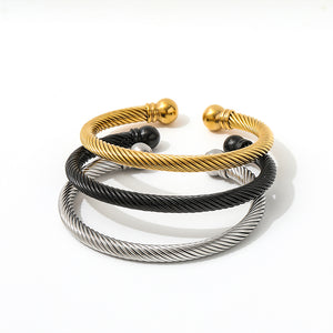 Cable Chain Cuff Bracelet for Women — 18K Gold Plated, Open Cuff, Adjustable