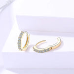 Load image into Gallery viewer, Sterling Silver 18K Gold-Plated CZ Micro Pave Huggie Hoop Earrings
