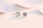 Load image into Gallery viewer, Karat Crown-Shaped Zircon Stud Earrings - Silver Plated