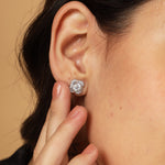 Load image into Gallery viewer, Round Brilliant Cut Zirconia Earrings
