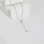Load image into Gallery viewer, Dainty Cubic Zirconia Y-Necklace with Silver Plating