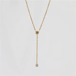 Load image into Gallery viewer, Dainty Cubic Zirconia Y-Necklace with 18K Gold Plating
